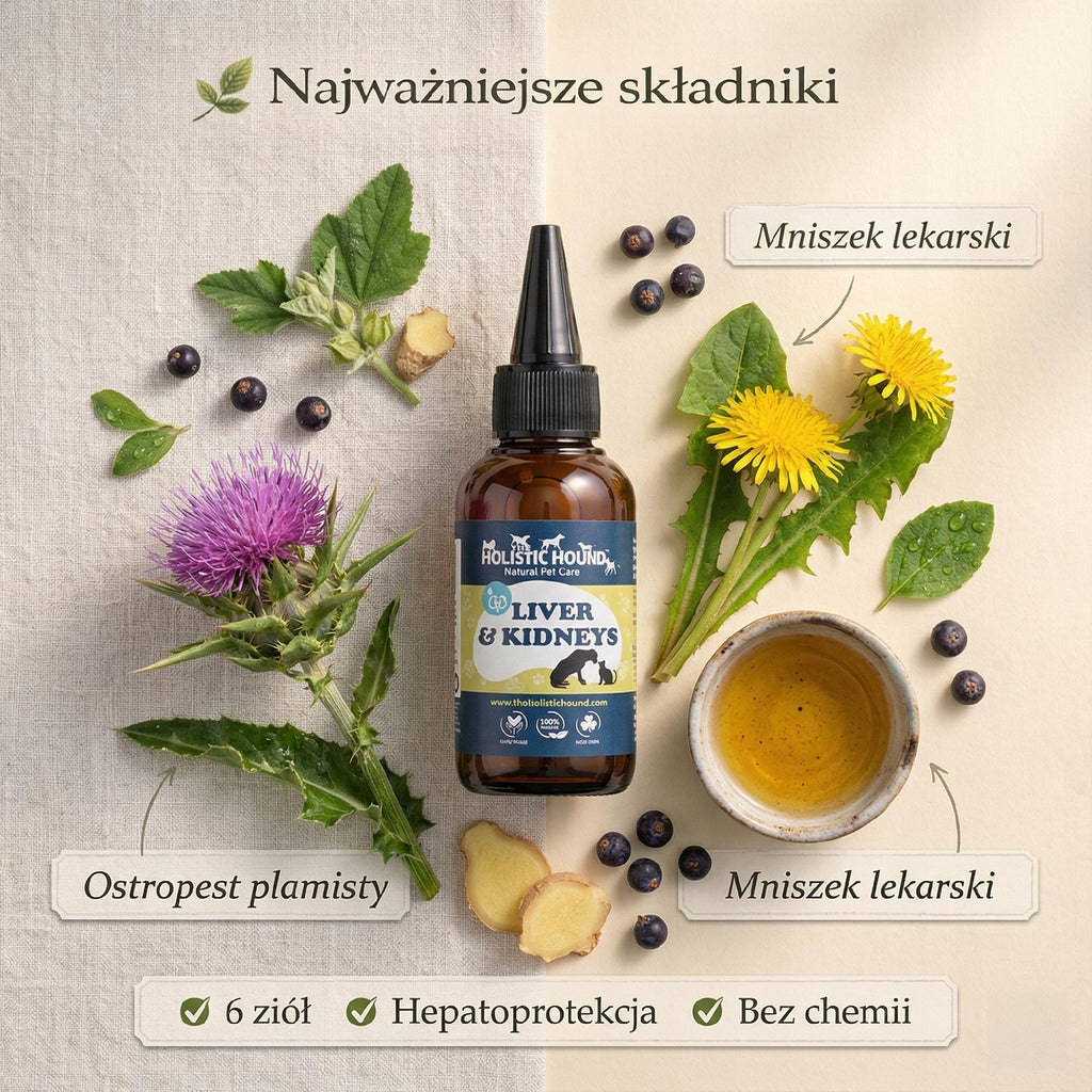 Ziołowy Suplement Na Wątrobę i Nerki Psa | Detoks Oczyszczanie | 50ml