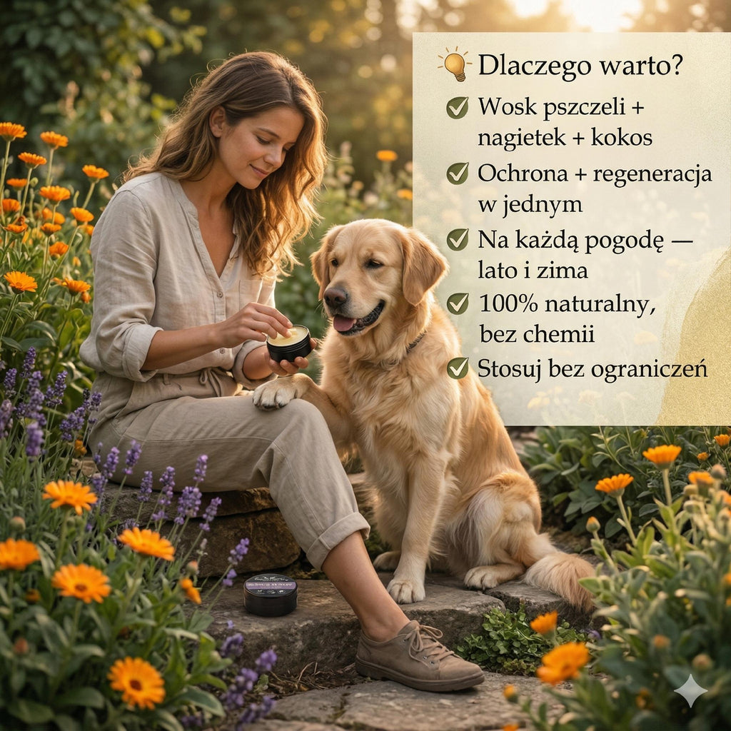 Naturalny Balsam Na Nos i Łapy Psa | Suche Popękane Opuszki | Ziołowy