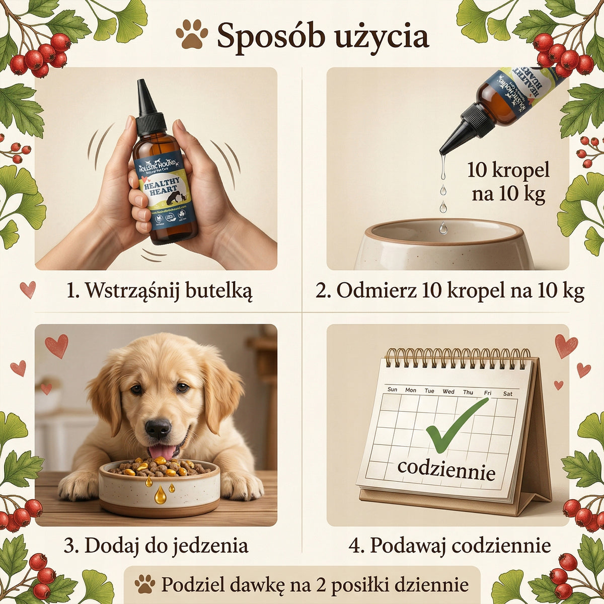 Ziołowy Suplement Na Serce Psa | Krążenie i Wydolność | Naturalny 50ml