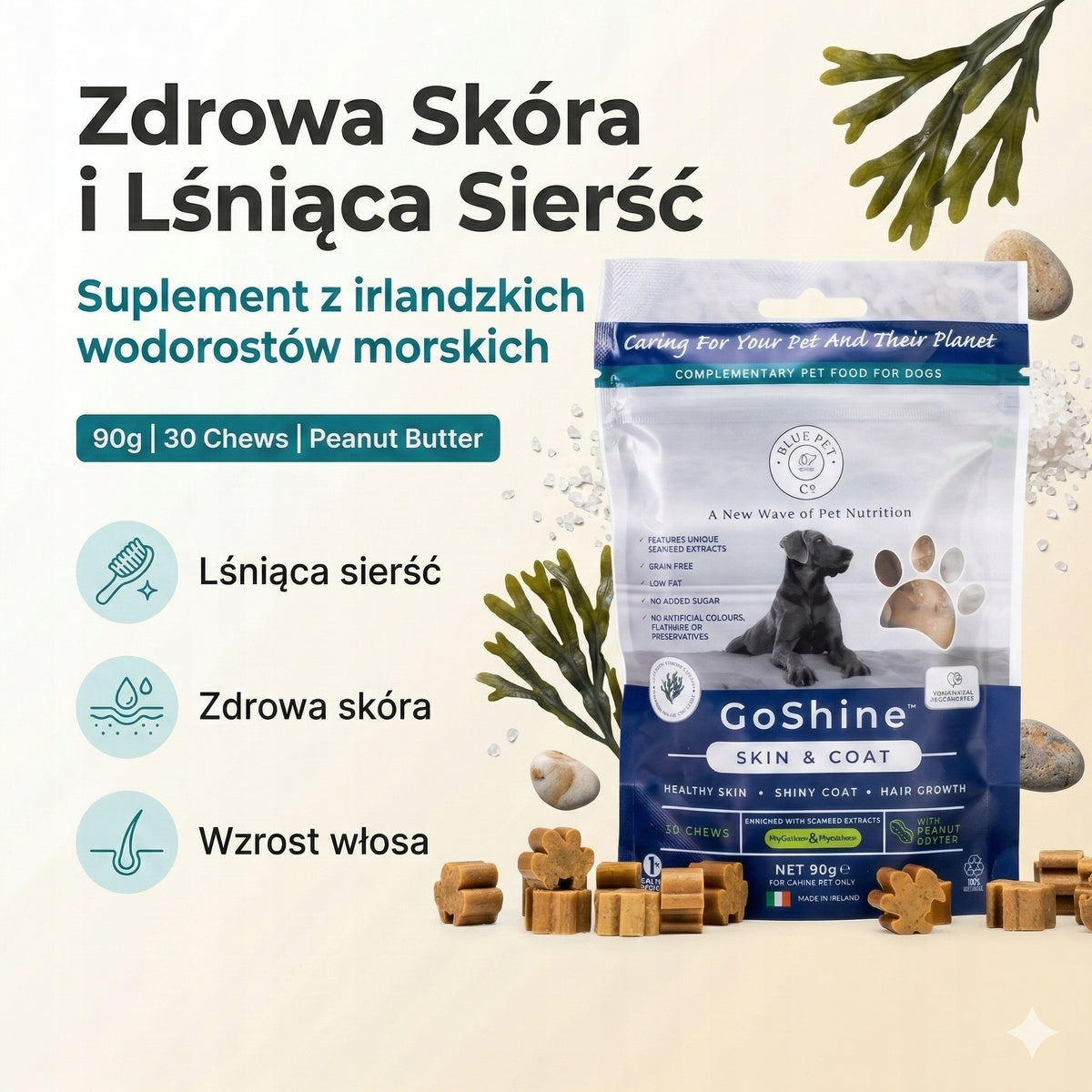 Naturalny suplement na sierść i skórę psa z alg morskich 60 sztuk