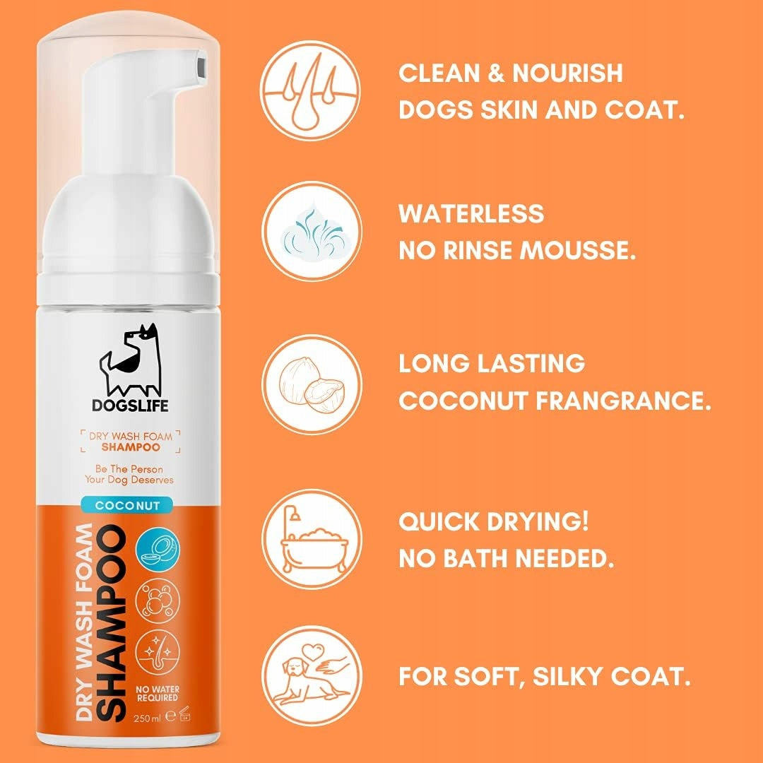 Suchy szampon dla psa + odświeżacz - spray o kokosowym zapachu