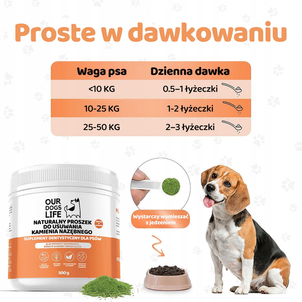 Naturalny Proszek na Kamień Nazębny Zdrowe zęby psa kota 200g WYDAJNY