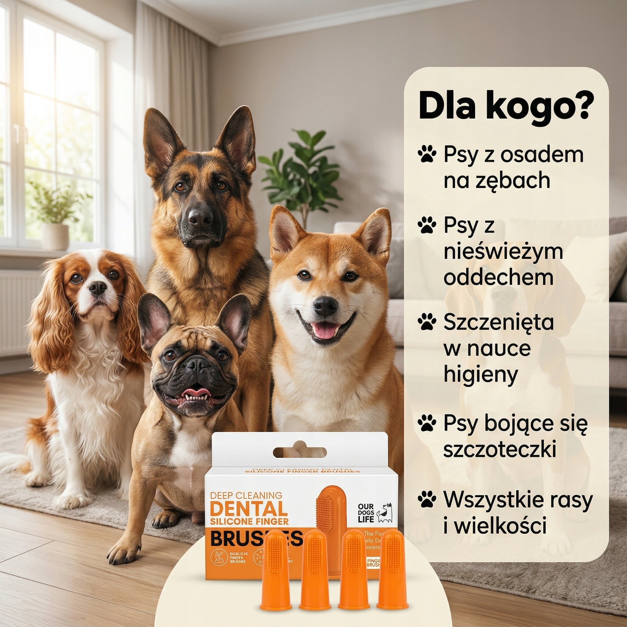 Silikonowa Szczoteczka Do Zębów Psa Na Palec | Wielorazowa | 5 sztuk