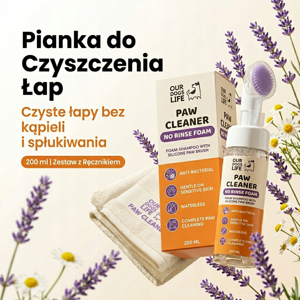 Antybakteryjna Pianka do Czyszczenia Łap dla Psów + Ręcznik