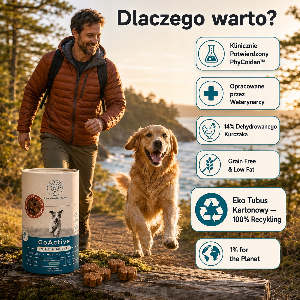 Suplement Na Stawy i Mięśnie Dla Psa | Z Kurczakiem | 270g | 90 Chews