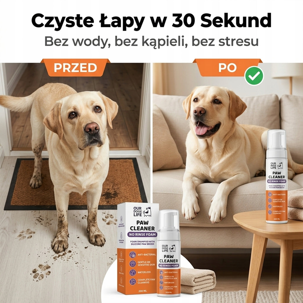 Antybakteryjna Pianka do Czyszczenia Łap dla Psów + Ręcznik