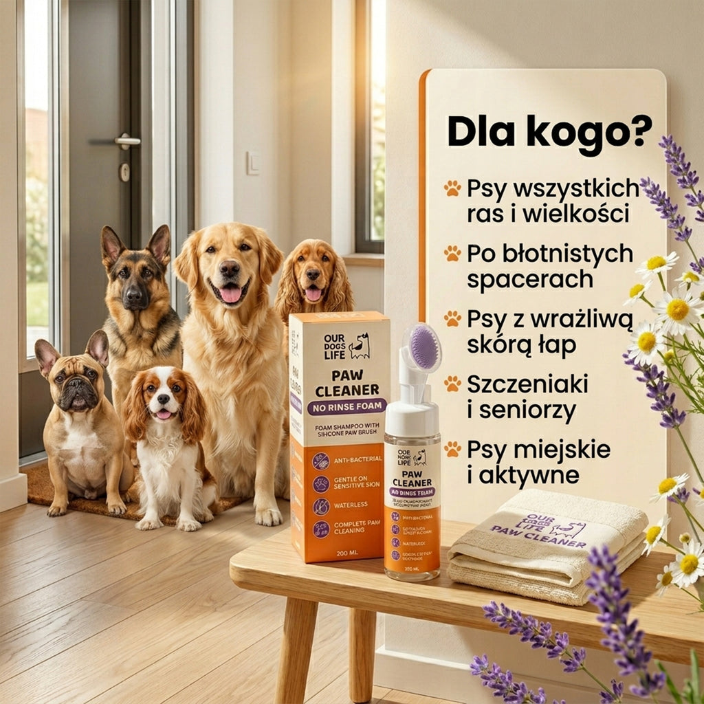 Antybakteryjna Pianka do Czyszczenia Łap dla Psów + Ręcznik