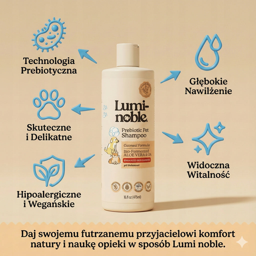 Prebiotyczny szampon dla psów - Hipoalergiczny - Wegański - Lumi-Noble