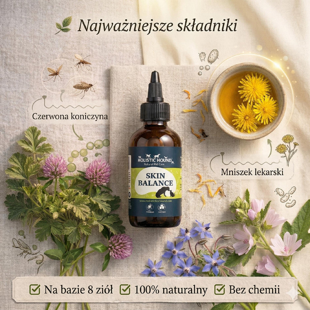 Ziołowy Suplement Na Świąd i Drożdżaki | Zdrowa Skóra Psa Kota | 50ml