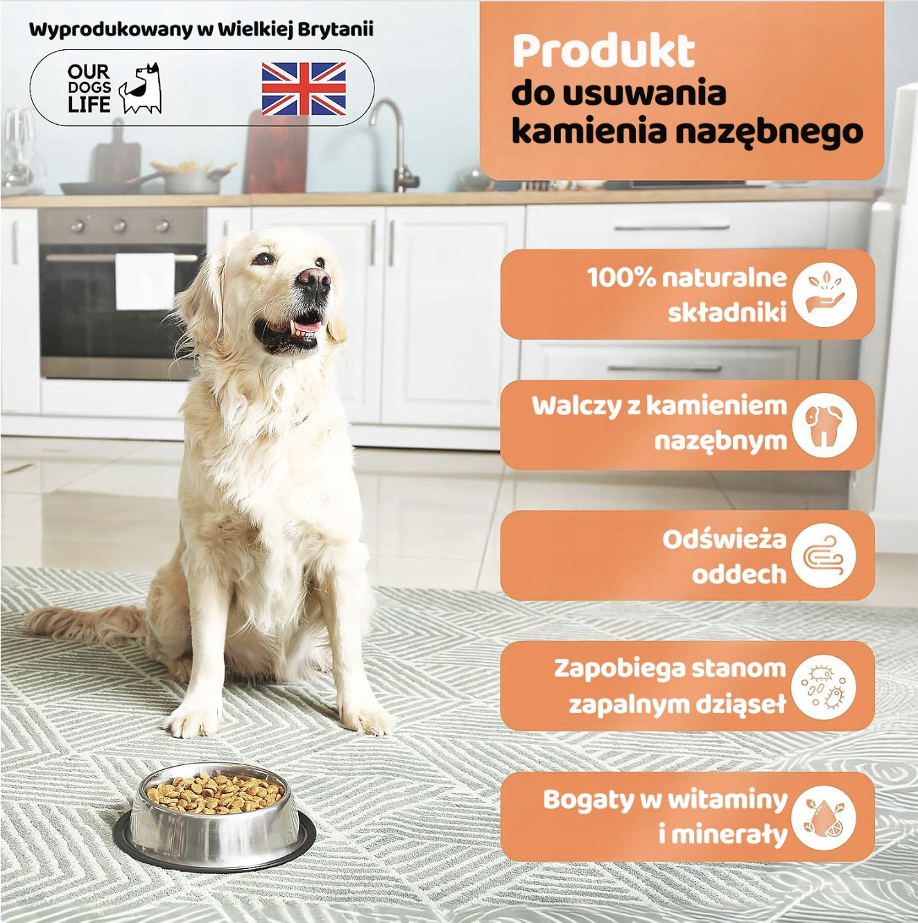 Naturalny Proszek na Kamień Nazębny Zdrowe zęby psa kota 200g WYDAJNY