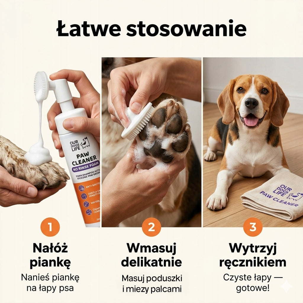 Antybakteryjna Pianka do Czyszczenia Łap dla Psów + Ręcznik