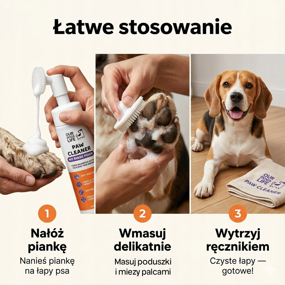 Antybakteryjna Pianka do Czyszczenia Łap dla Psów + Ręcznik
