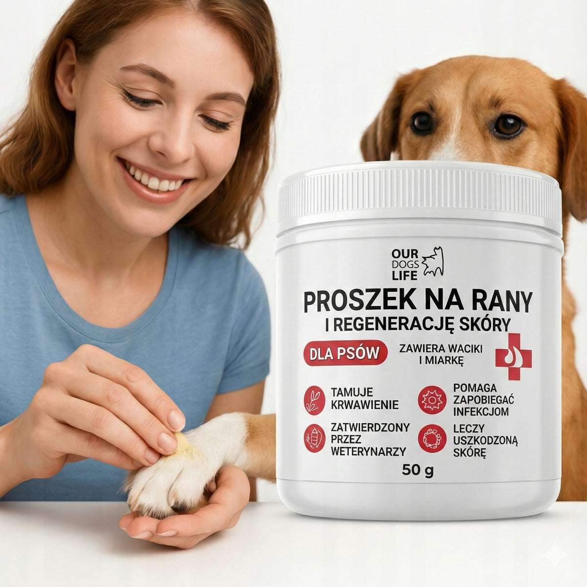 Puder Leczniczy Gojenie ran Psa Kota 50g Hemostatyczny Tamowanie Krwi Urazy