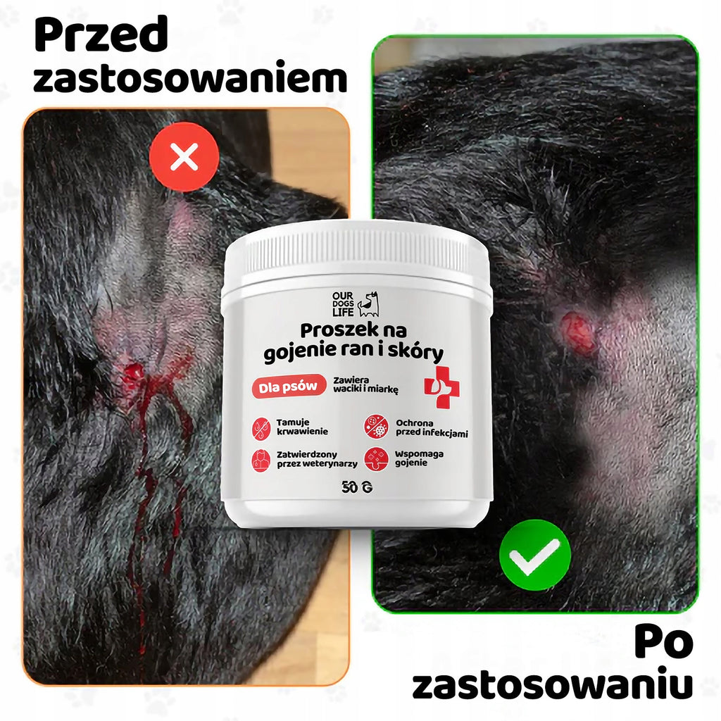 Puder Leczniczy Gojenie ran Psa Kota 50g Hemostatyczny Tamowanie Krwi Urazy