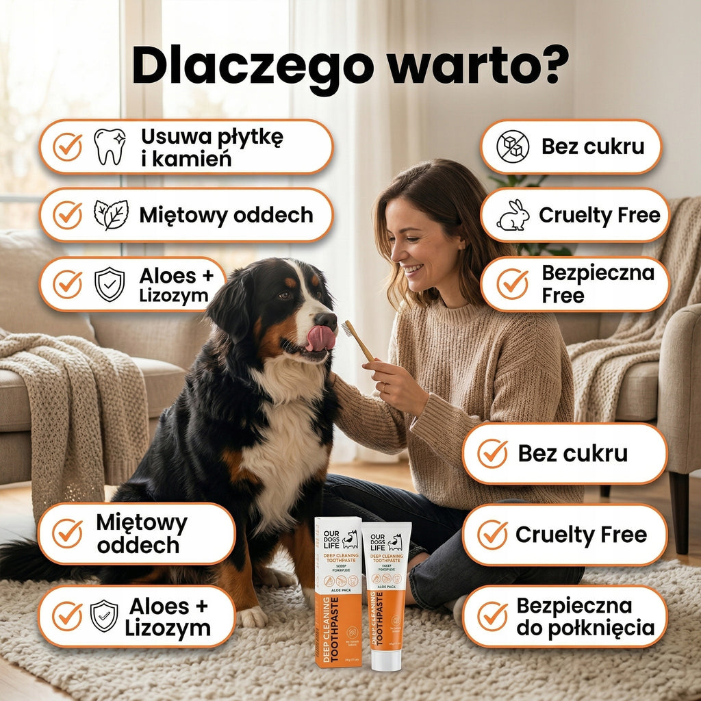 Pasta do Zębów Dla Psa | Głębokie Czyszczenie |Usuwa kamień | Miętowa | 90g