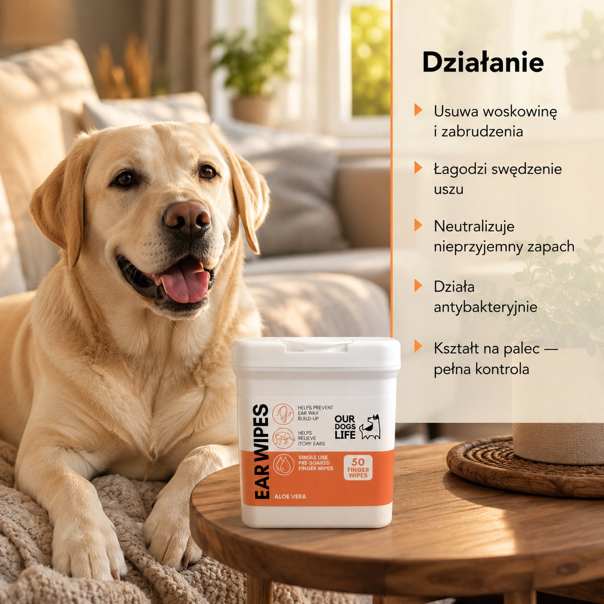 Chusteczki do Uszu Psa | Usuwają Woskowinę i Swędzenie | 50 szt