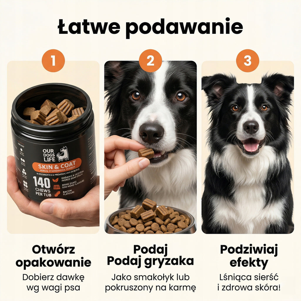 Suplement diety Zdrowa sierść Psa Kota 140 tabletek Kwasy OMEGA Biotyna