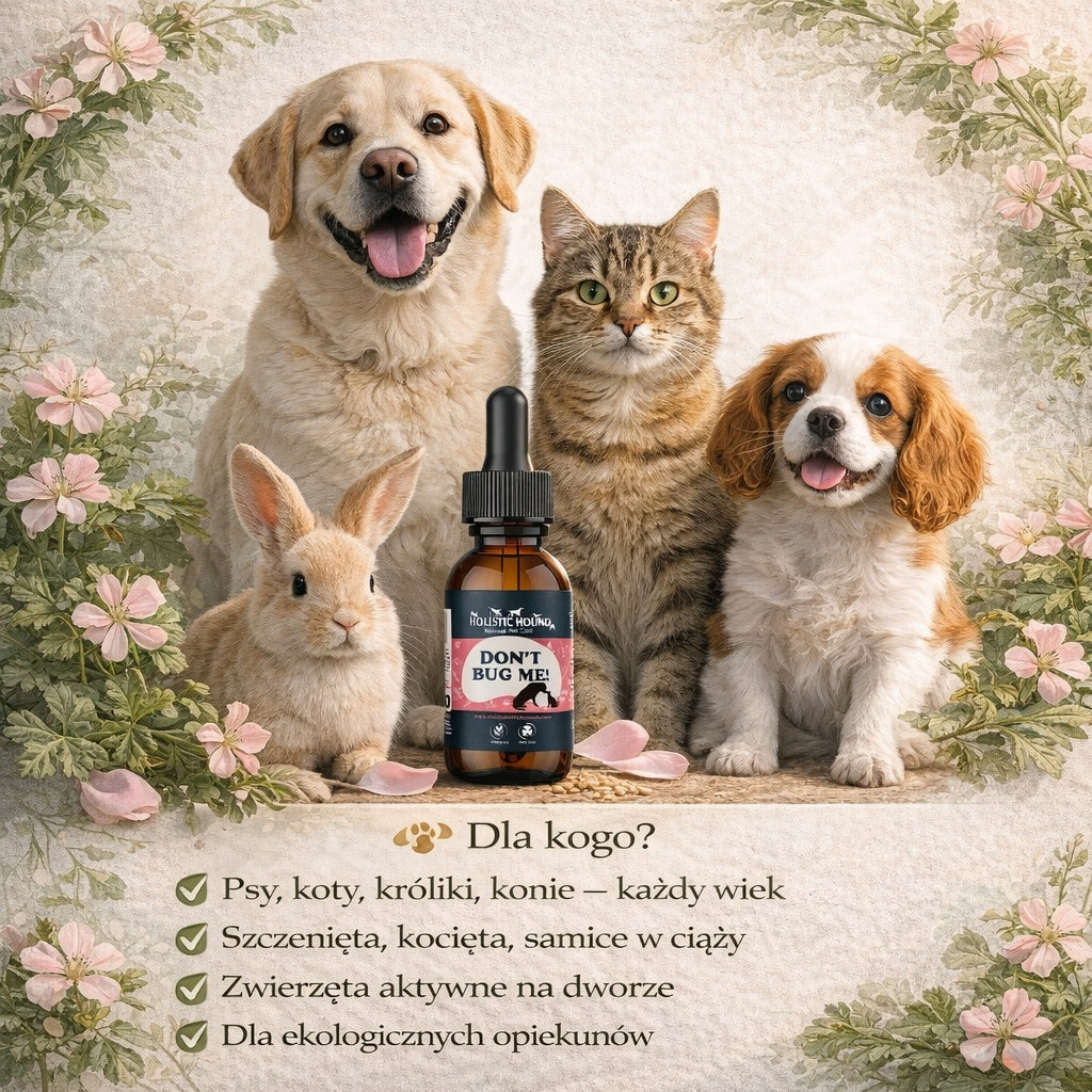 Holistic | Naturalne Krople na Kleszcze Pchły | Bez Chemii dla Psa Kota BIO