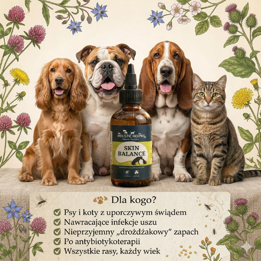 Ziołowy Suplement Na Świąd i Drożdżaki | Zdrowa Skóra Psa Kota | 50ml