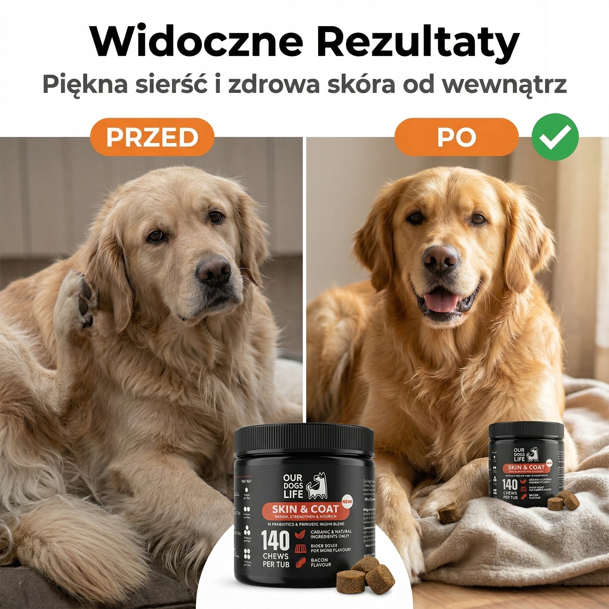 Suplement diety Zdrowa sierść Psa Kota 140 tabletek Kwasy OMEGA Biotyna