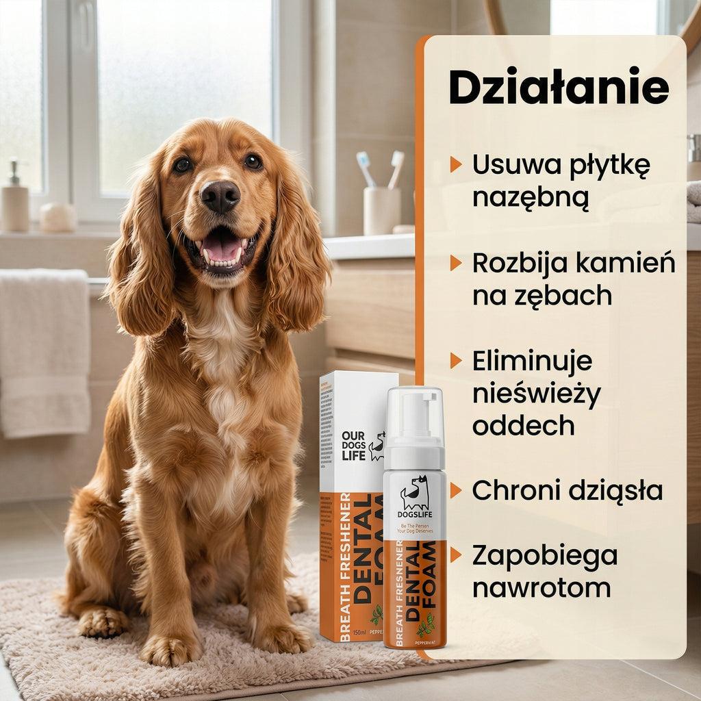 Odświeżacz oddechu dla psów | Płyn do płukania jamy ustnej z miętą | Bezpieczna piana dentystyczna | Zwalczanie nieprzyj