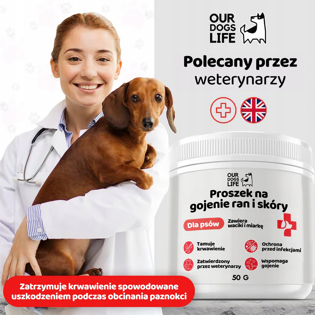 Puder Leczniczy Gojenie ran Psa Kota 50g Hemostatyczny Tamowanie Krwi Urazy