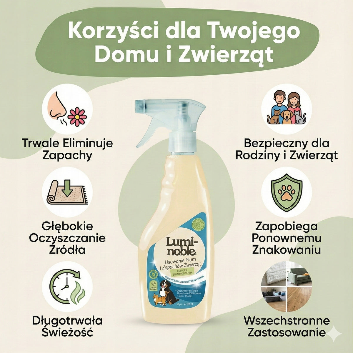 Neutralizator Zapachu Moczu kota psa Usuwa plamy Spray Enzymatyczny 500ml