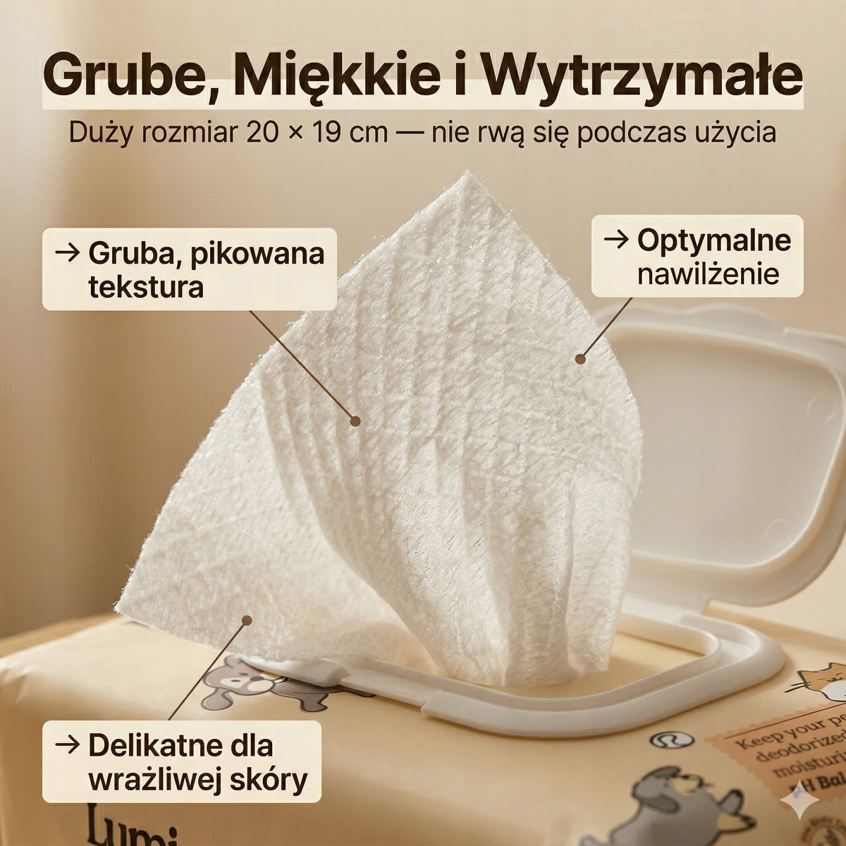 Chusteczki nawilżane dla psa i kota 100szt prebiotyczne hipoalergiczne