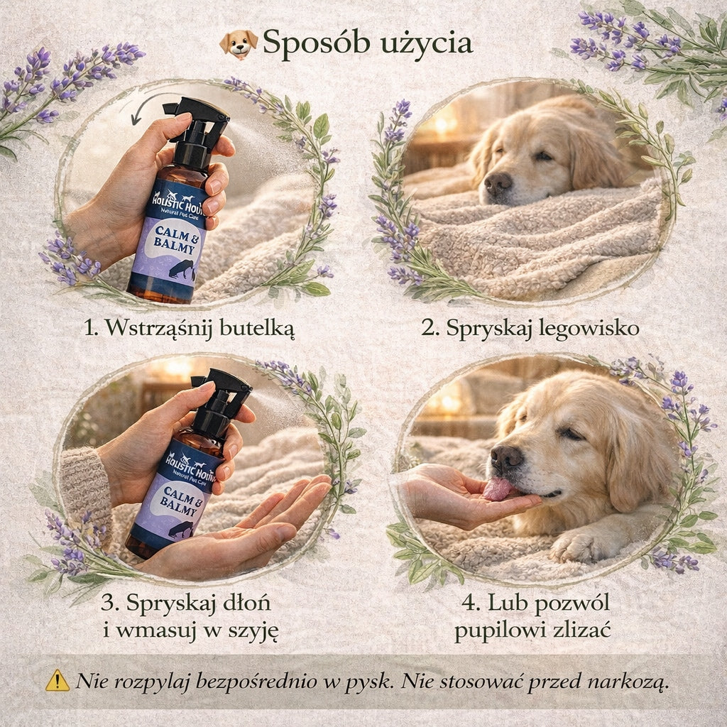 Holistic | Spray Uspokajający Dla Psa i Kota | Na Stres i Lęk | Ziołowy BIO