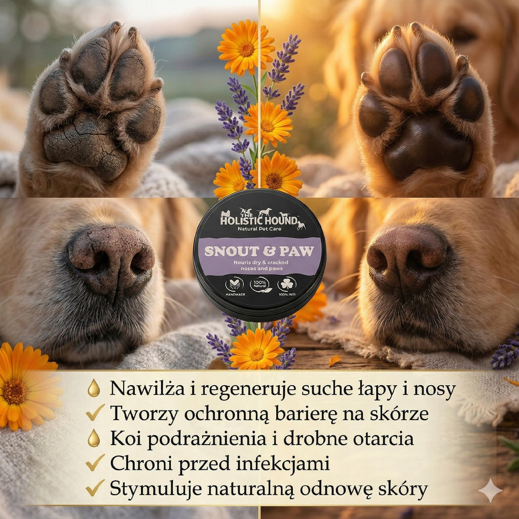 Naturalny Balsam Na Nos i Łapy Psa | Suche Popękane Opuszki | Ziołowy