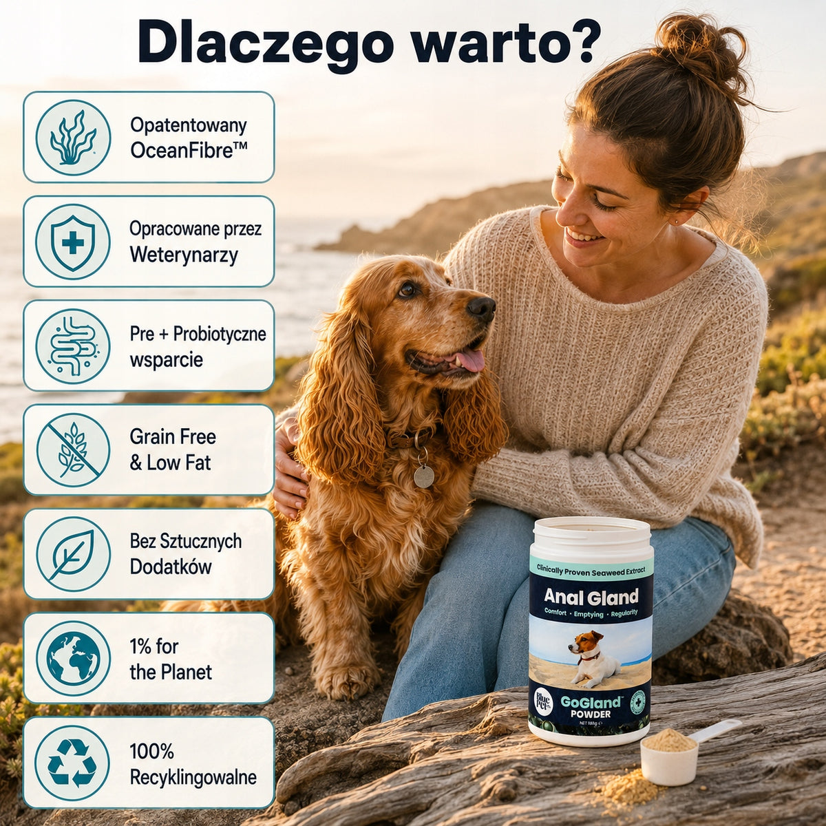 Suplement Na Gruczoły Okołoodbytowe Dla Psa | Z Wodorostów | Proszek 180g