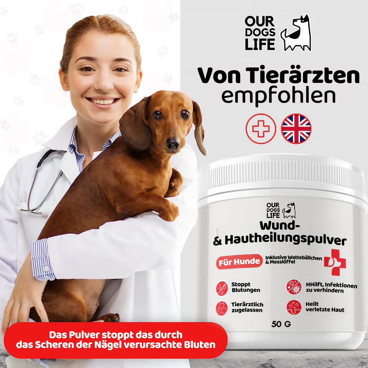 Puder Leczniczy Gojenie ran Psa Kota 50g Hemostatyczny Tamowanie Krwi Urazy