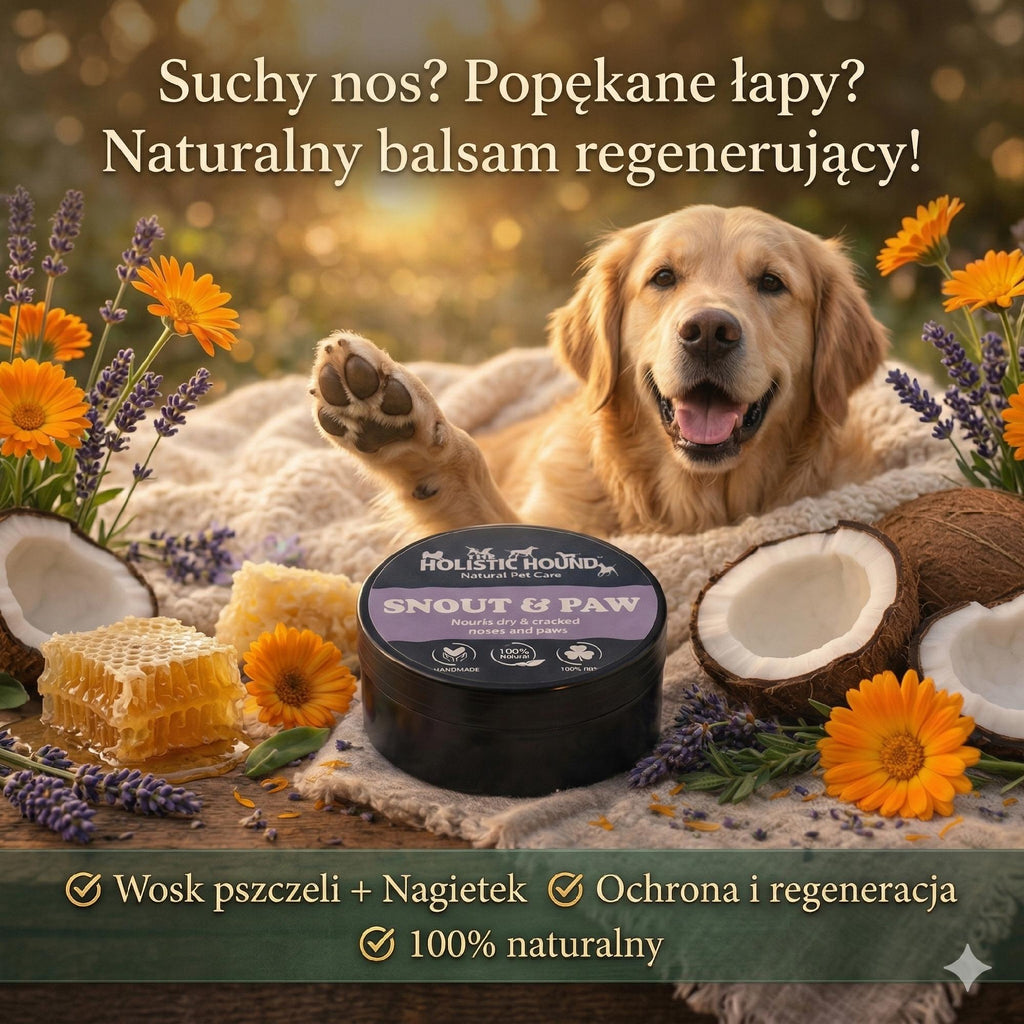 Naturalny Balsam Na Nos i Łapy Psa | Suche Popękane Opuszki | Ziołowy