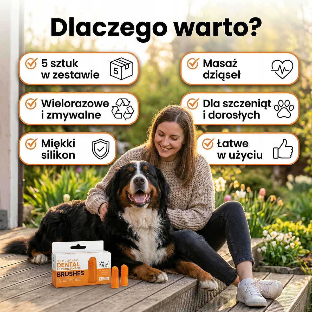 Silikonowa Szczoteczka Do Zębów Psa Na Palec | Wielorazowa | 5 sztuk