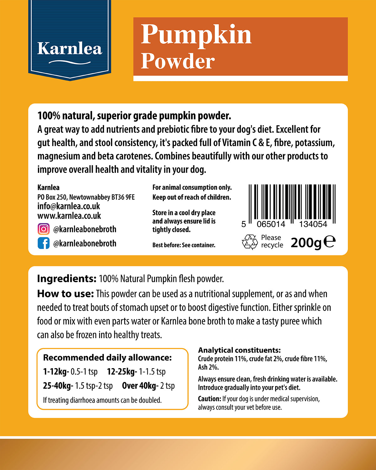 Dynia Pumpkin powder dla psa 100g prebiotyk błonnik trawienie zdrowe jelita