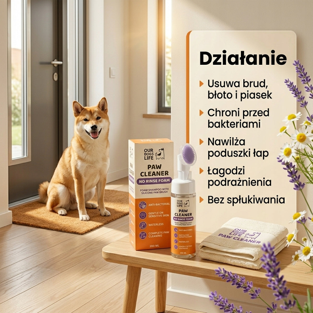 Antybakteryjna Pianka do Czyszczenia Łap dla Psów + Ręcznik