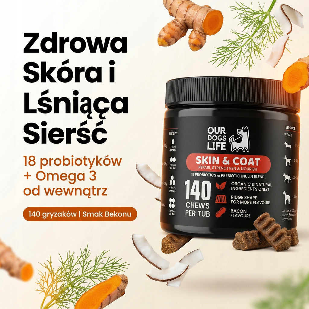 Suplement diety Zdrowa sierść Psa Kota 140 tabletek Kwasy OMEGA Biotyna