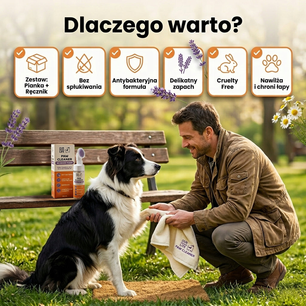 Antybakteryjna Pianka do Czyszczenia Łap dla Psów + Ręcznik