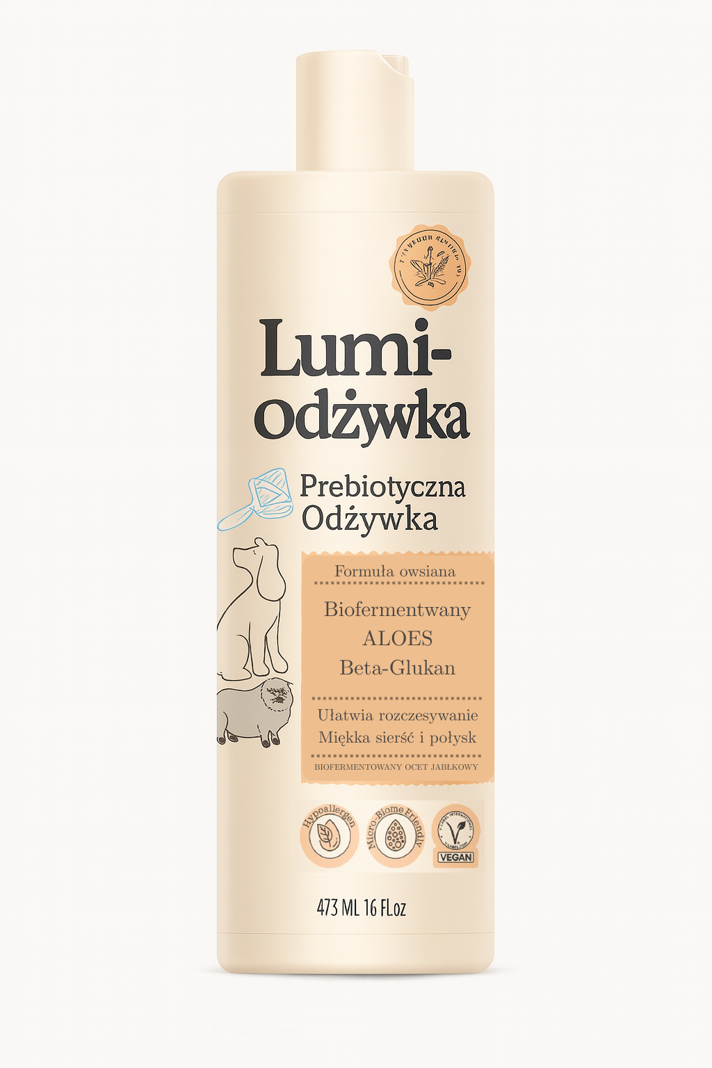 Naturalna Odżywka dla Psa Kota 473ml | Prebiotyczna Wegańska Wrażliwa Skóra