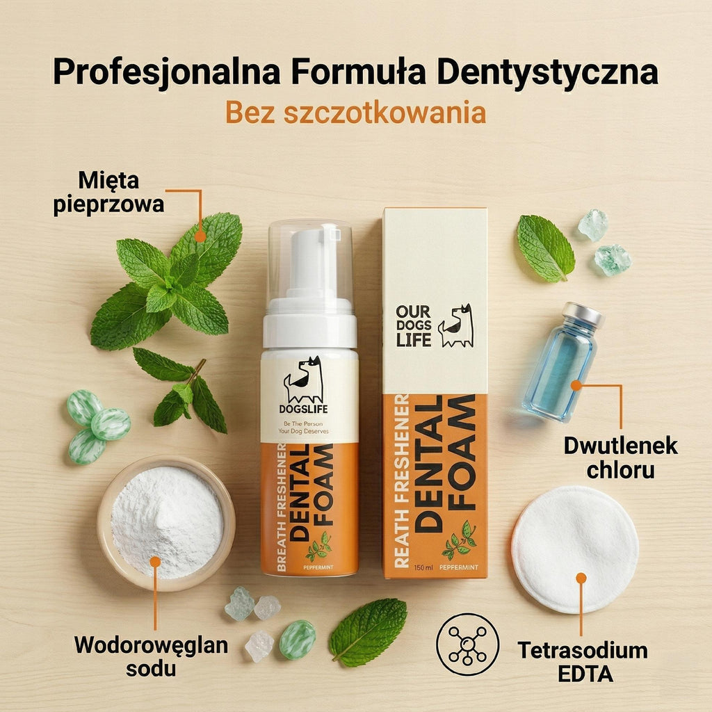 Odświeżacz oddechu dla psów | Płyn do płukania jamy ustnej z miętą | Bezpieczna piana dentystyczna | Zwalczanie nieprzyj