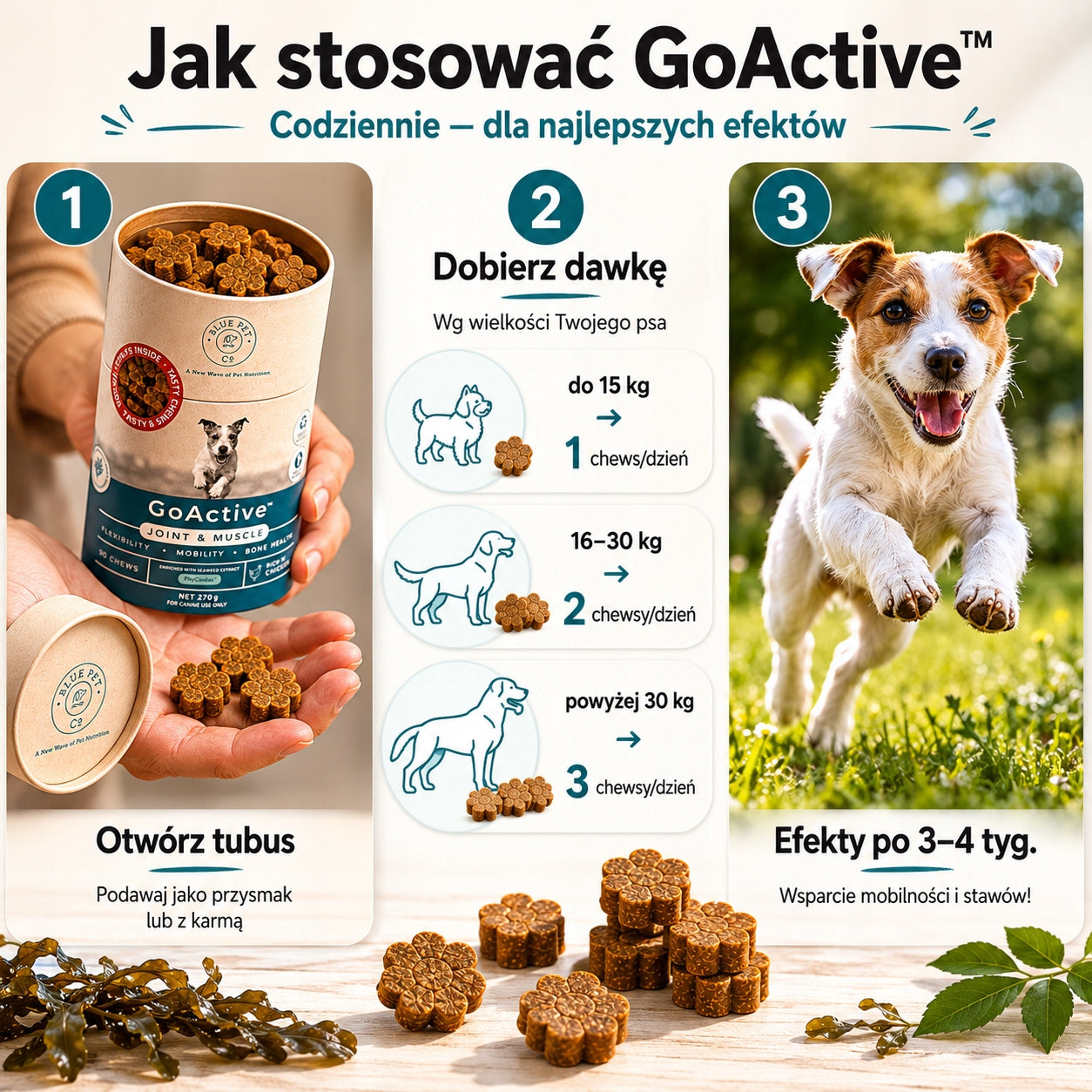 Suplement Na Stawy i Mięśnie Dla Psa | Z Kurczakiem | 270g | 90 Chews