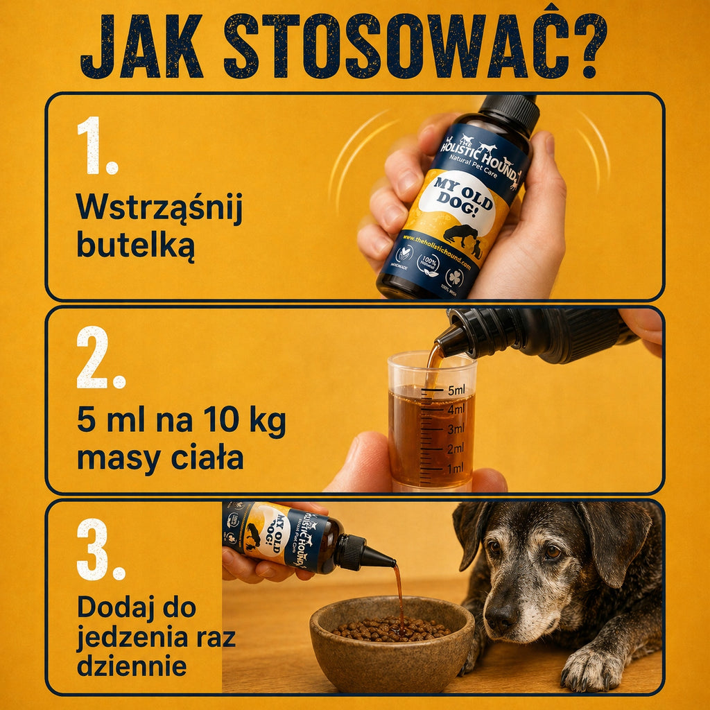 Ziołowy Suplement Dla Starszego Psa | Stawy, Serce, Mózg | 500ml
