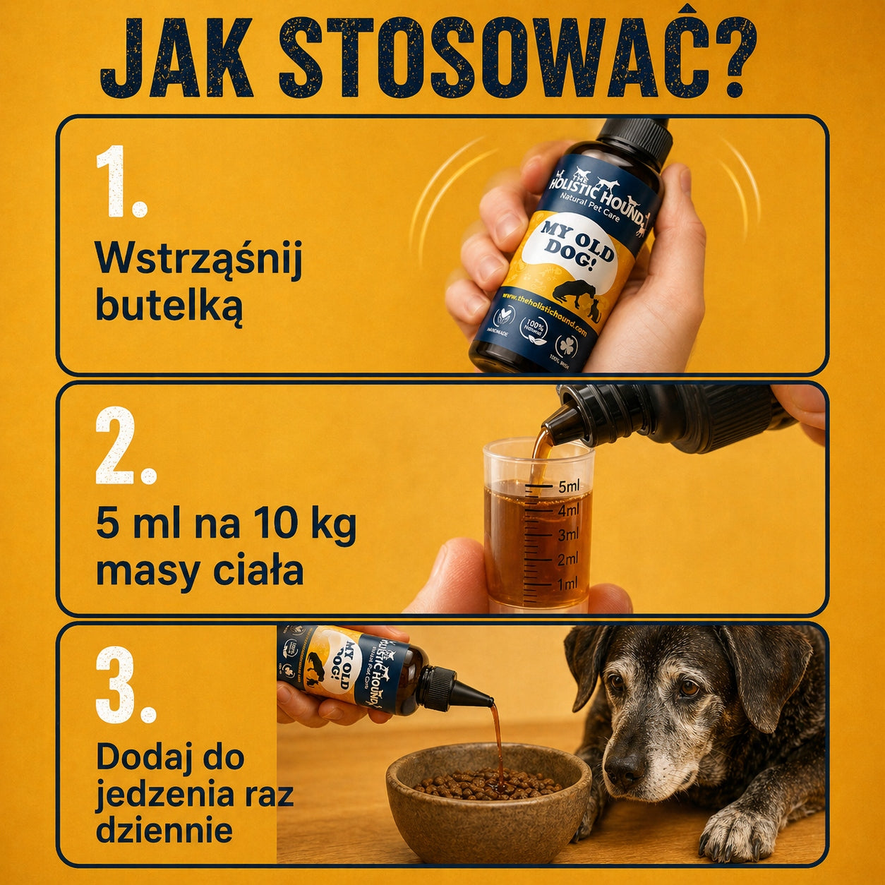 Ziołowy Suplement Dla Starszego Psa | Stawy, Serce, Mózg | 500ml