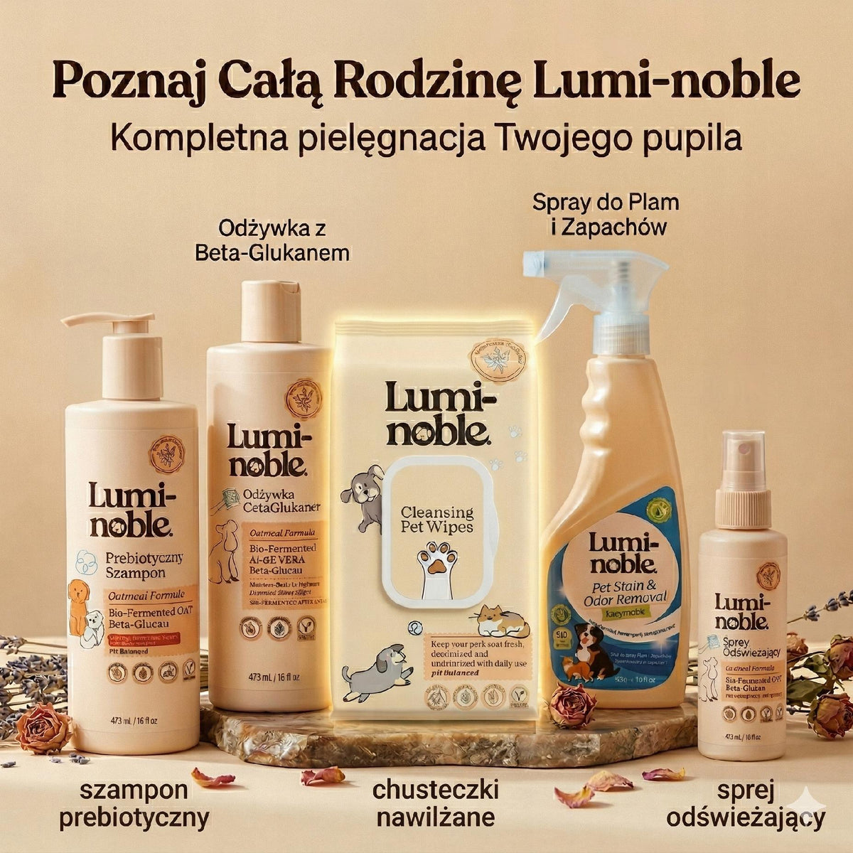 Chusteczki nawilżane dla psa i kota 100szt prebiotyczne hipoalergiczne