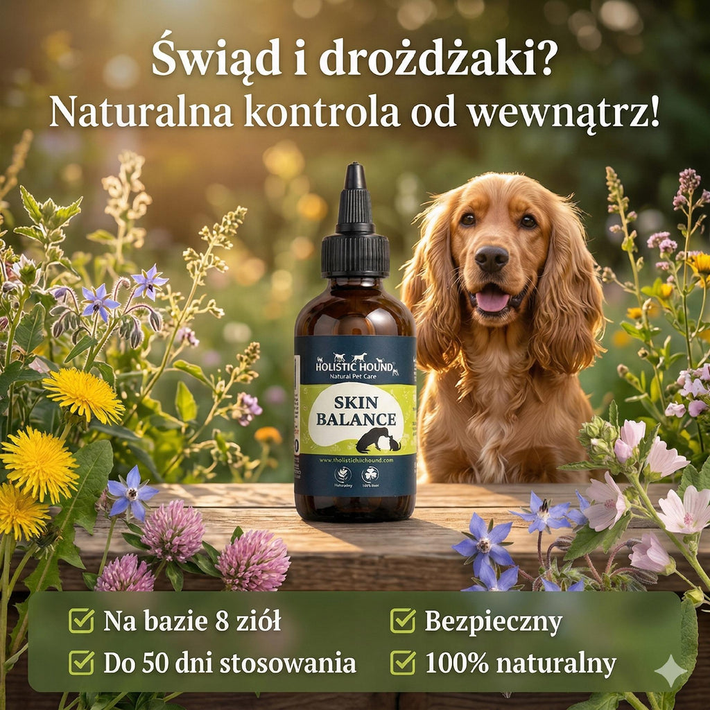 Ziołowy Suplement Na Świąd i Drożdżaki | Zdrowa Skóra Psa Kota | 50ml