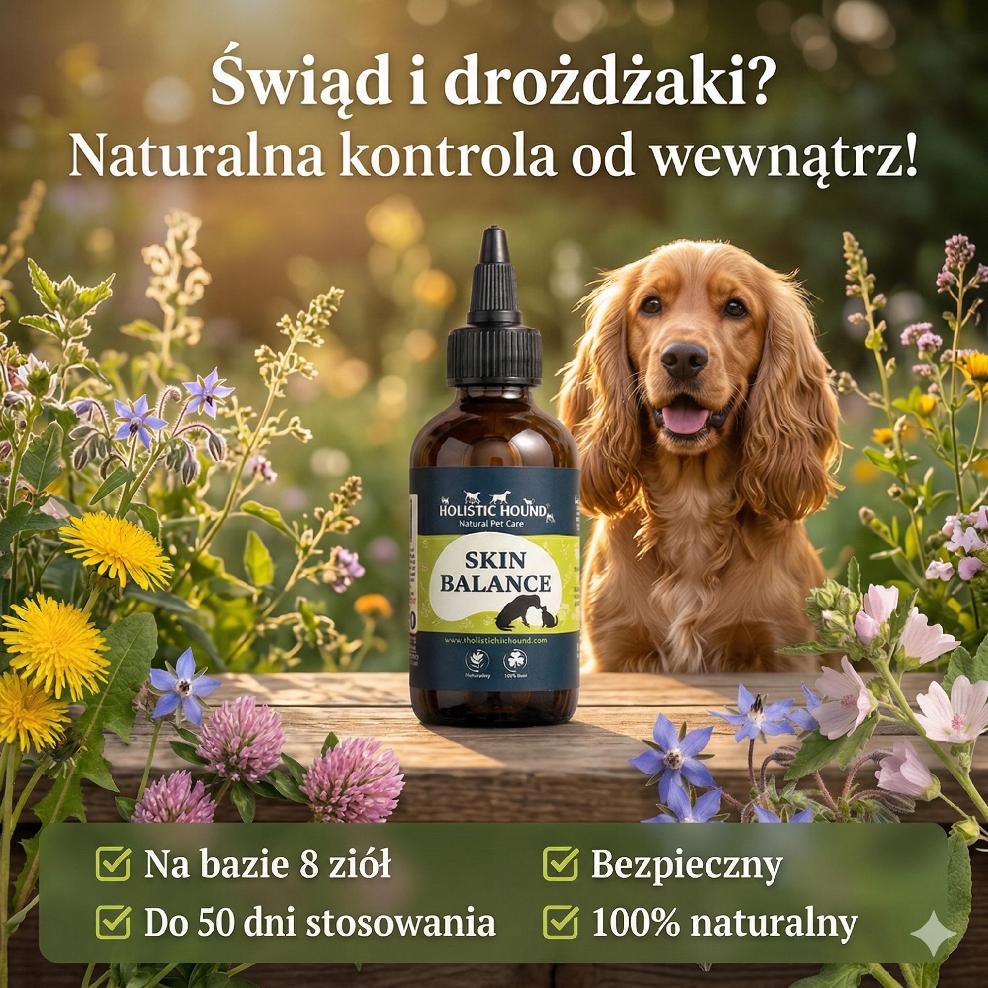 Ziołowy Suplement Na Świąd i Drożdżaki | Zdrowa Skóra Psa Kota | 50ml
