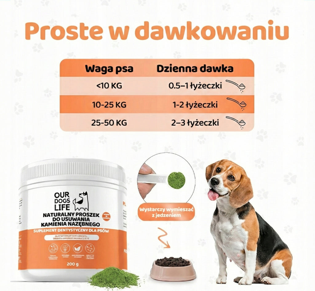 Naturalny Proszek na Kamień Nazębny Zdrowe zęby psa kota 200g WYDAJNY