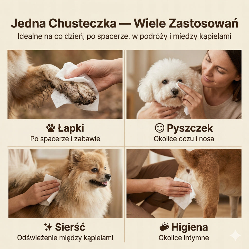 Chusteczki nawilżane dla psa i kota 100szt prebiotyczne hipoalergiczne
