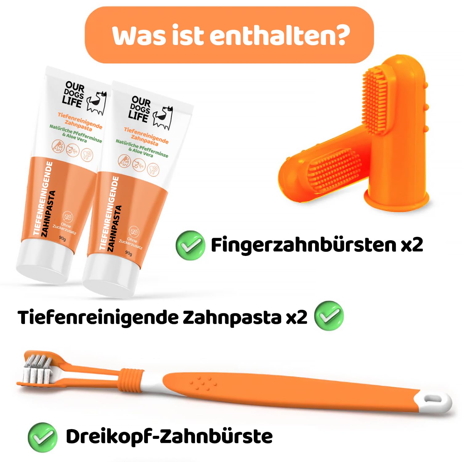Zestaw 3w1 szczoteczka do Zębów Psa Kota NATURALNA Pasta 90g x2 +nakładka