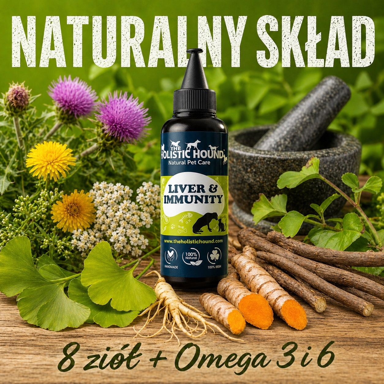 Suplement Na Wątrobę i Odporność Dla Psa | Omega 3 i Zioła | 500ml